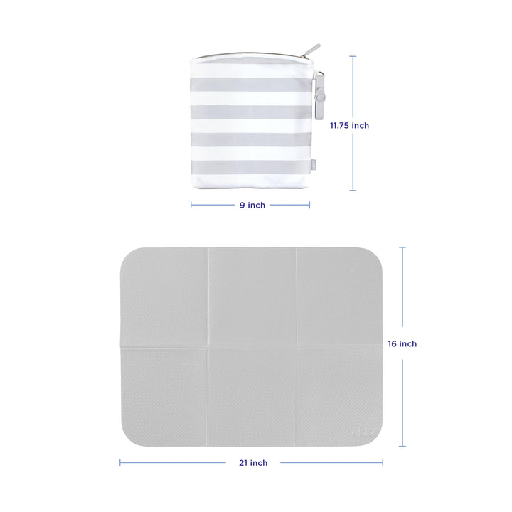 Ubbi On-the-Go Changing Mat with Carrying Bag, Soft and Comfortable Diaper Bag Accessory Must Have for Newborns, Easy to Clean, Portable Changing Pad, Gray