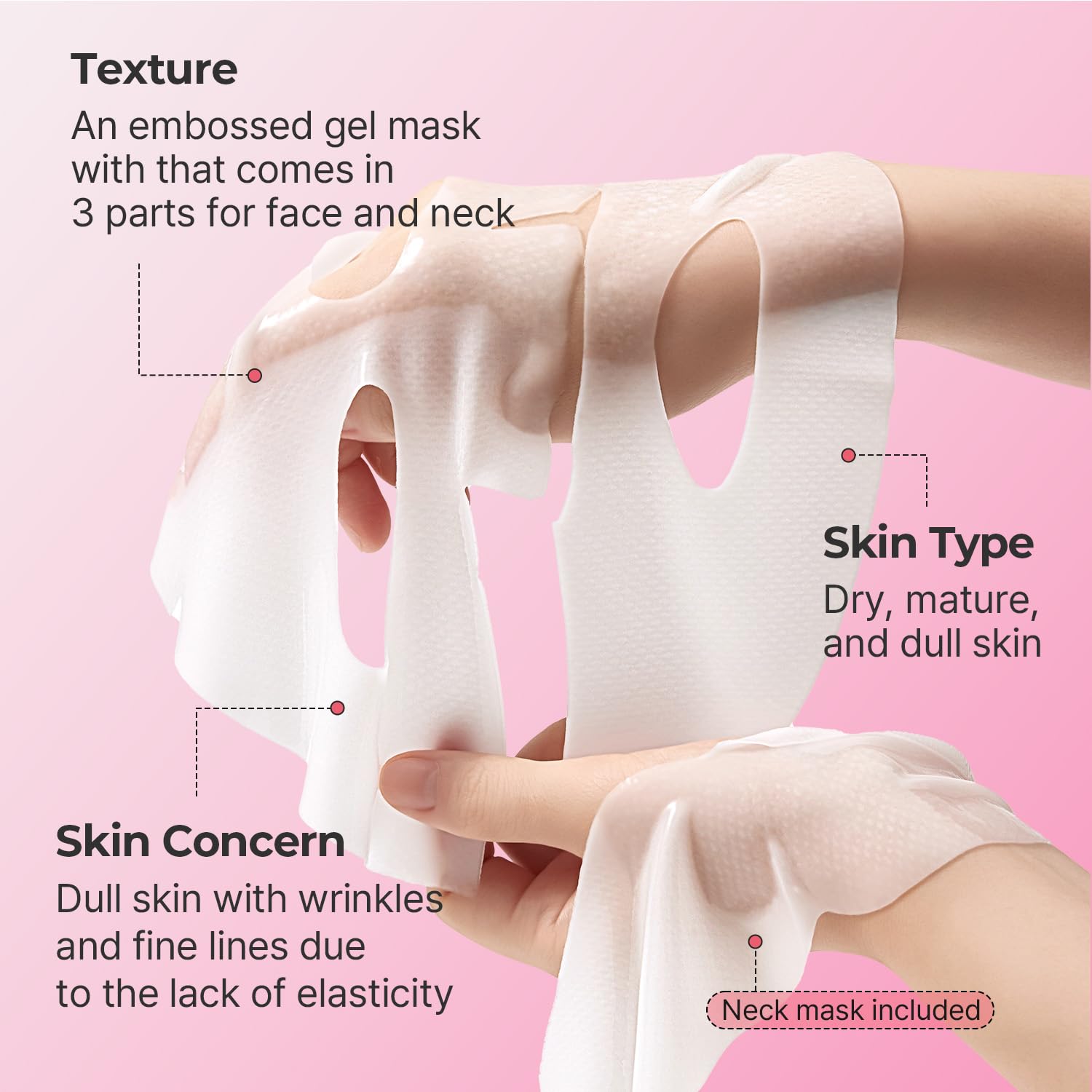 Torriden CELLMAZING Collagen Firming Gel Facial & Neck Sheet Mask (pack of 4) | Covering Neck Mask | 5D Collagen Complex, Amino Acid Complex, Peptide