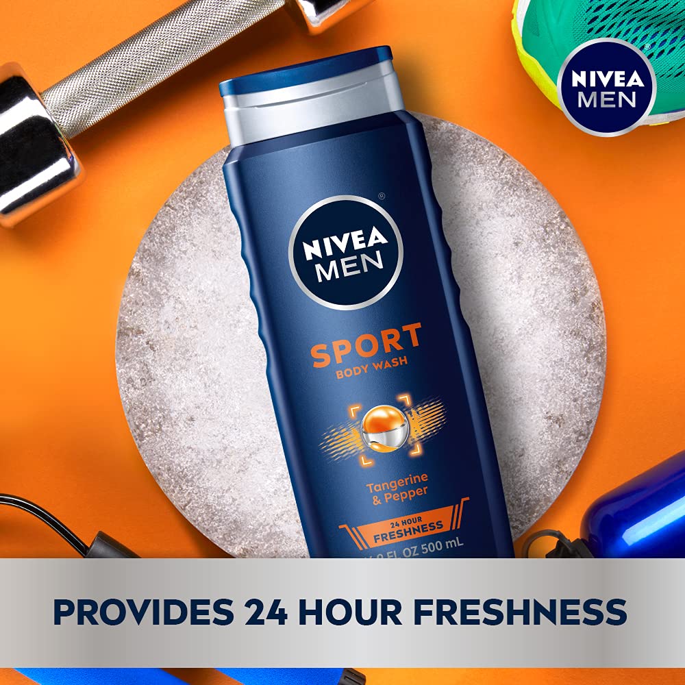 Nivea for Men Sport 3-in-1 Body Wash, 16.9 Fluid Ounce