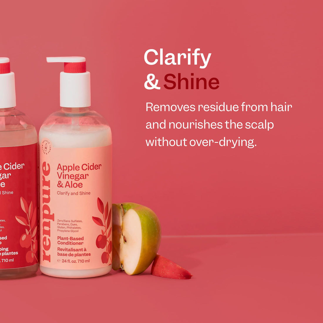 Renpure Plant Based Apple Cider Vinegar & Aloe Clarify & Shine Conditioner, 24 oz