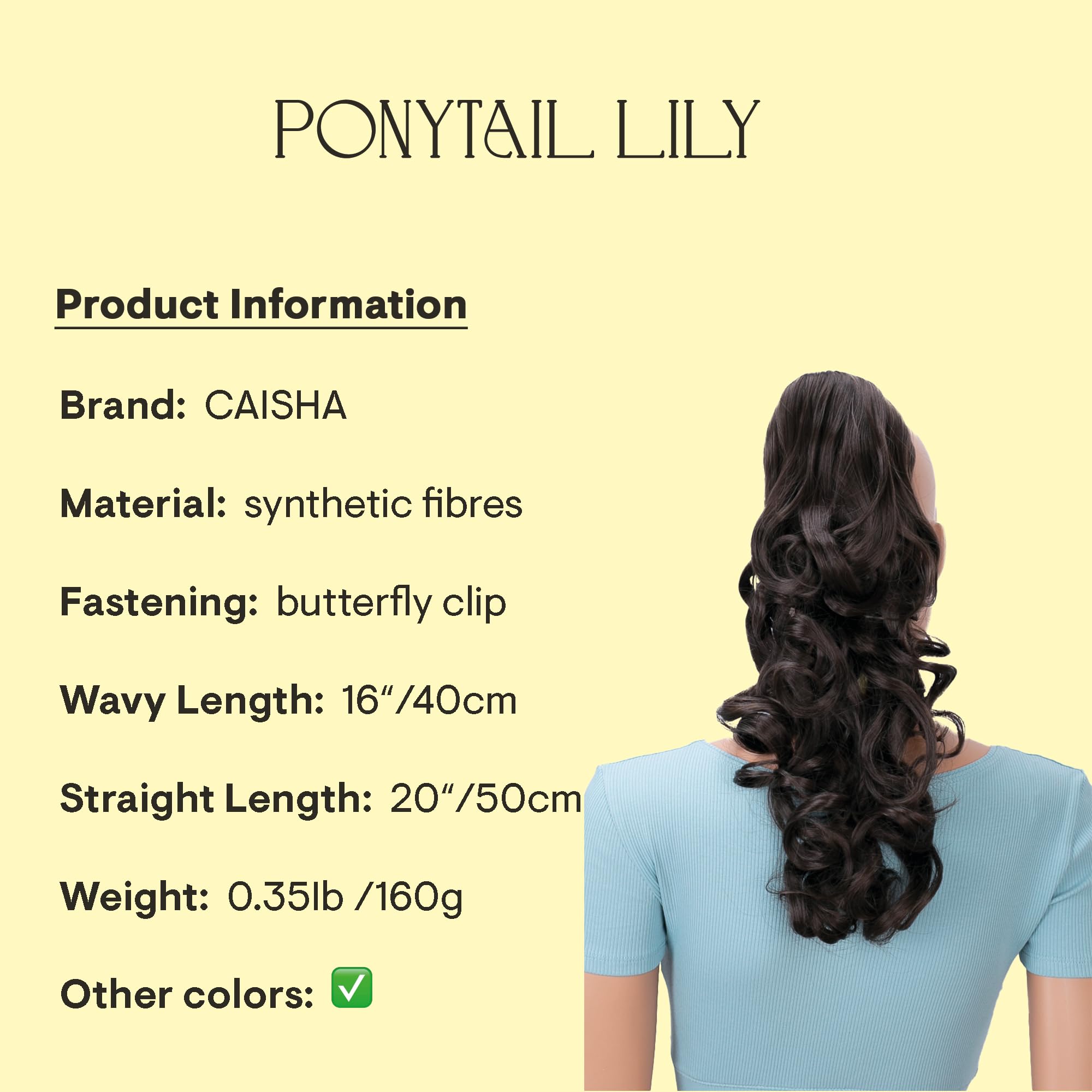 Brown # 6 H203 : PRETTYSHOP 20 Hair Piece Pony Tail Clip On Extension Voluminous Curly Heat-Resisting Brown # 6 H203