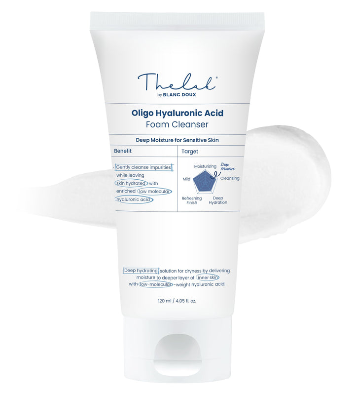 Blanc Doux Oligo Hyaluronic Acid Facial Foam Deep Hydrating Cleanser 4.05 fl. oz. for Dry, Sensitive Skin VEGAN Certified Deeply Moisturizing Face Wash | K-Beauty Korean Skin Care
