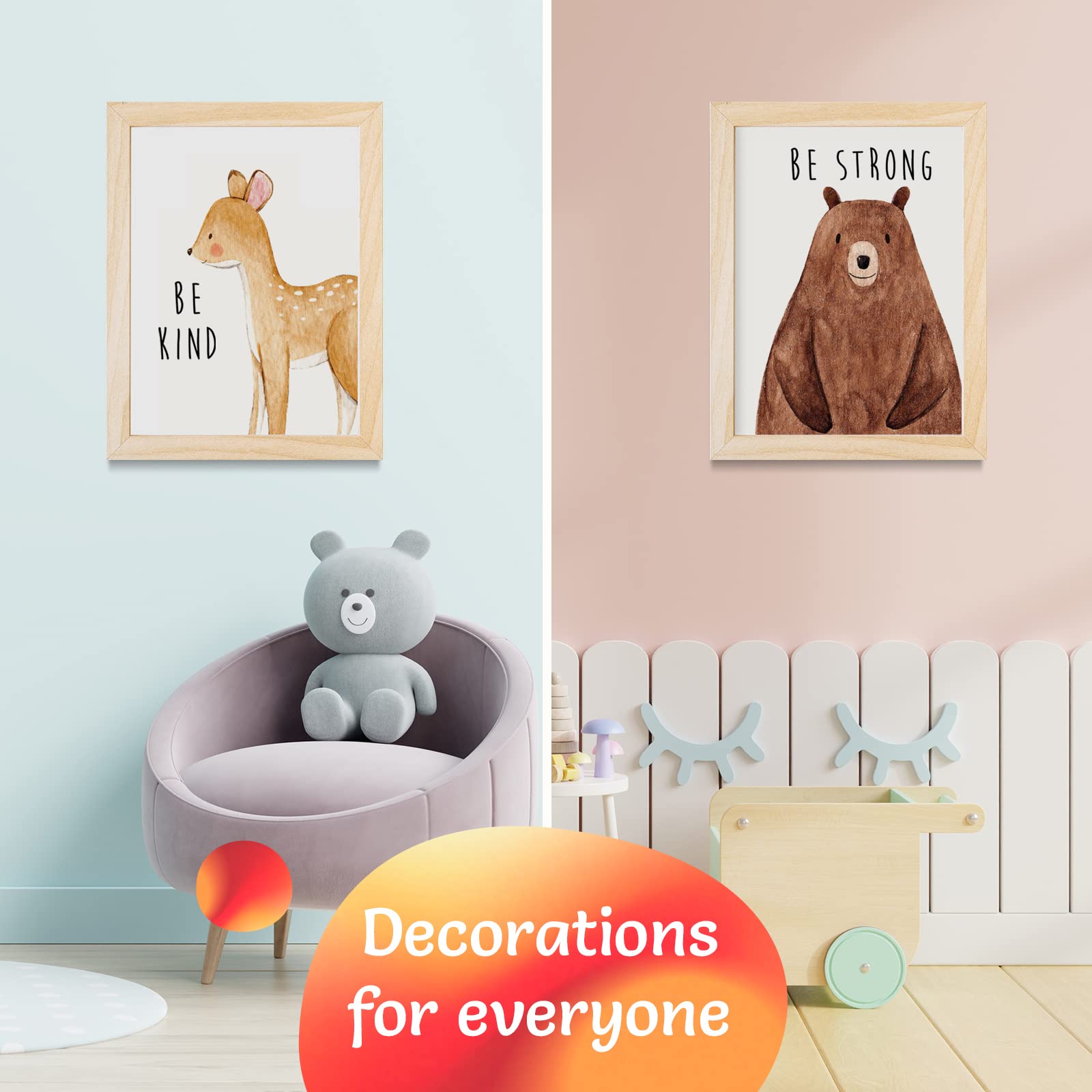 Set of 6 Baby Animal Nursery Wall Art Prints - Cute & Inspirational Decor for Baby Girls & Boys, Kids Room, Playroom, Nursery - Unframed 8x10 Inch Posters - Woodland Animal Nursery Decor