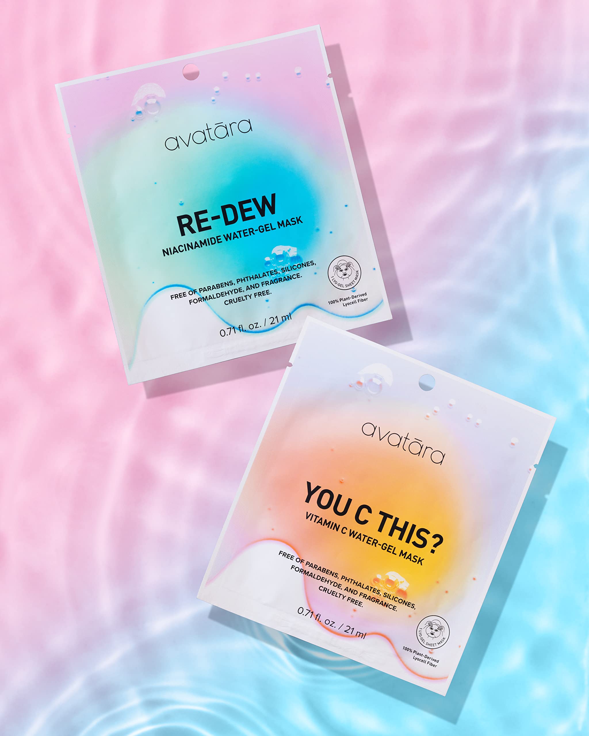 Avatara - You C This Vitamin C Water-Gel Mask, Hydrating Mask, Sheet masks with Niacinamide and Hyaluronic Acid, Facial Mask Made with Natural Fibers, Paraben-Free Vitamin C Face Mask, 0.71 fl.oz