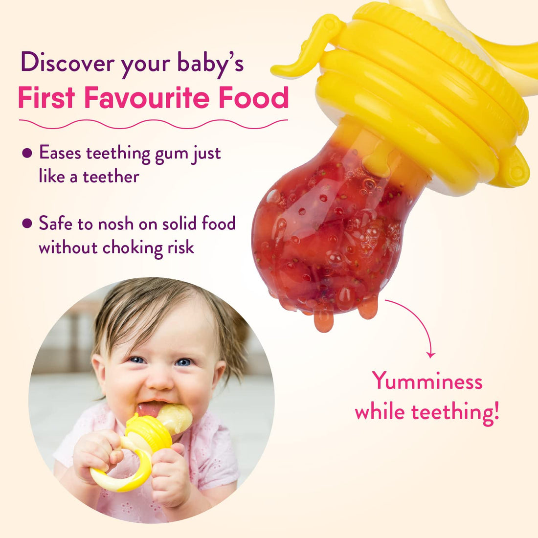 NatureBond Baby Food Feeder/Fruit Feeder Pacifier Nibbler (2 Pack) - Infant Teething Toy Teether Weaning in Appetizing Colors | + Additional Silicone Sacs
