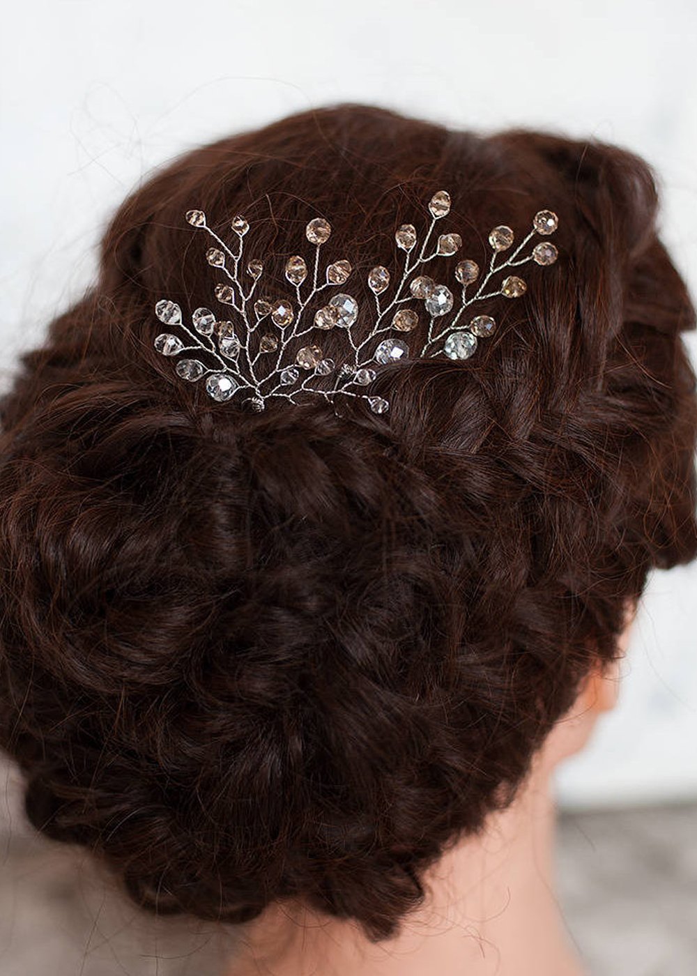 FXmimior Bridal Women Champagne Vintage Rhinestone Wedding Party Hair Pins Cilps Crystal Hair Accessories( pack of 3)