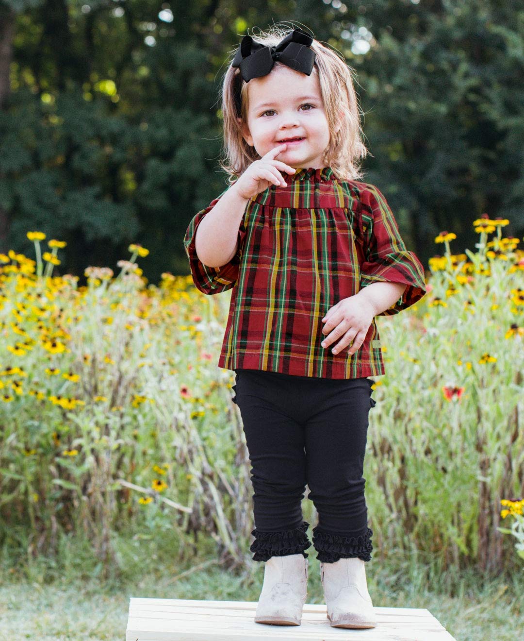 RuffleButts® Girls Black Bow Headband - One Size