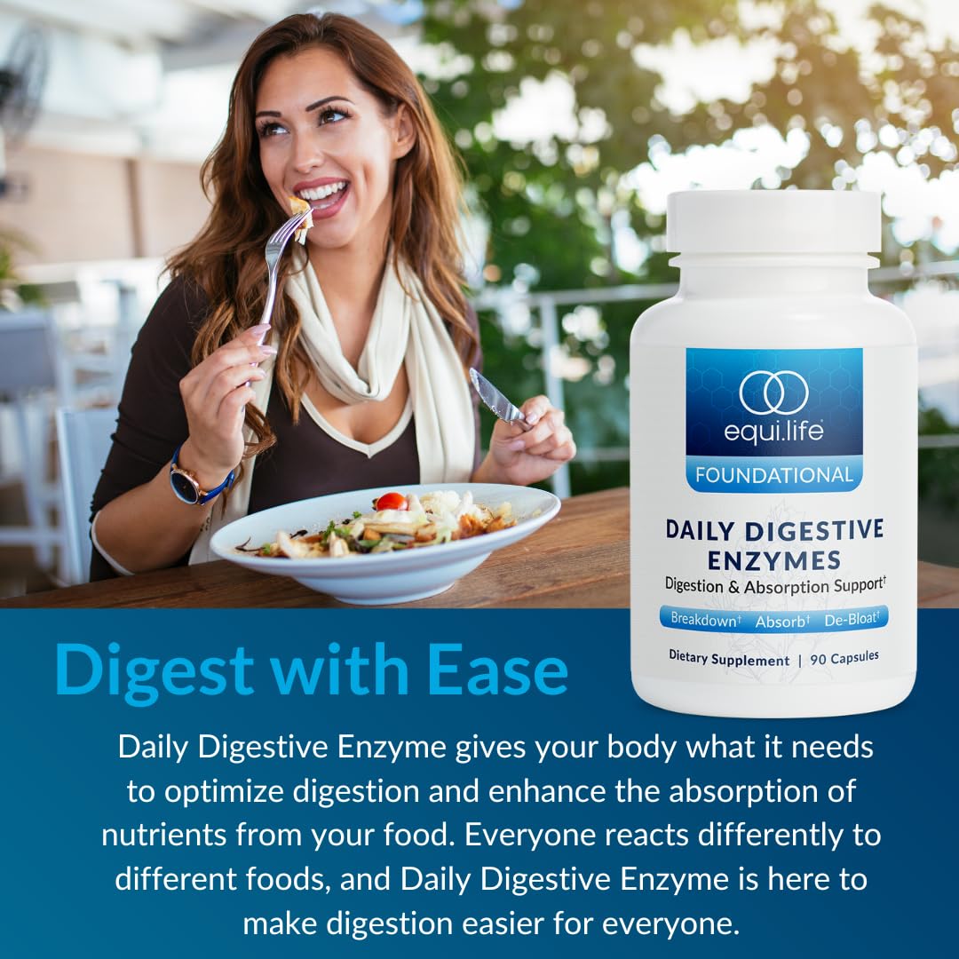 Equilife - Daily Digestive Enzyme, Gut Health Supplement, May Help Aid Bloating, Promotes Digestive Health & Gas Relief, Supports Nutrient Absorption, Formulated for Food Sensitivity (90 Servings)
