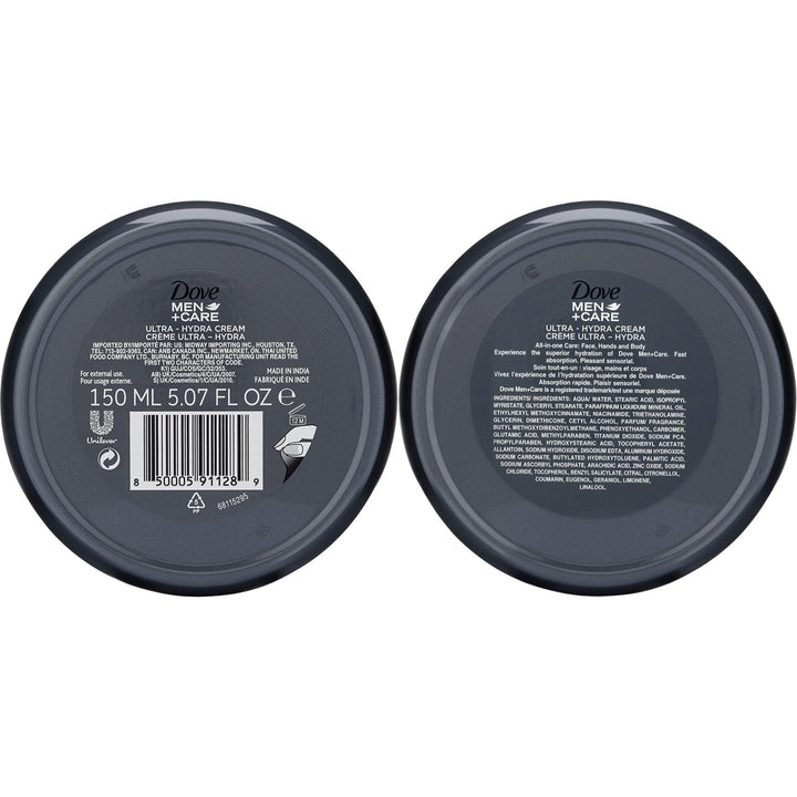 Dove Men+Care Ultra Hydra Cream - Dove Lotion, 3-In-1 Advanced Skin Care for Men, Face Cream, Hand Cream, and Body Lotion for Extremely Dry Skin, All Skin Types, 5.07 Fl Oz (Pack of 12)
