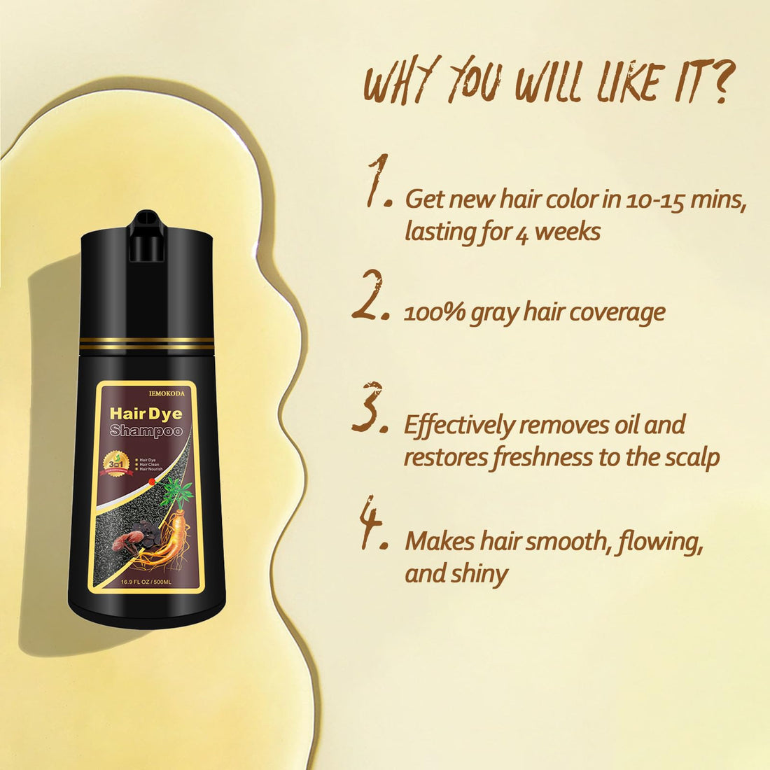 Agthyuve Blonde Brown Hair Dye, Hair Dye Shampoo for Men and Women, Hair Color Shampoo For Home Use, Shampoo Para Canas, Hair Dye Shampoo 3 in 1, 16.9 Fl Oz (Blonde Brown)