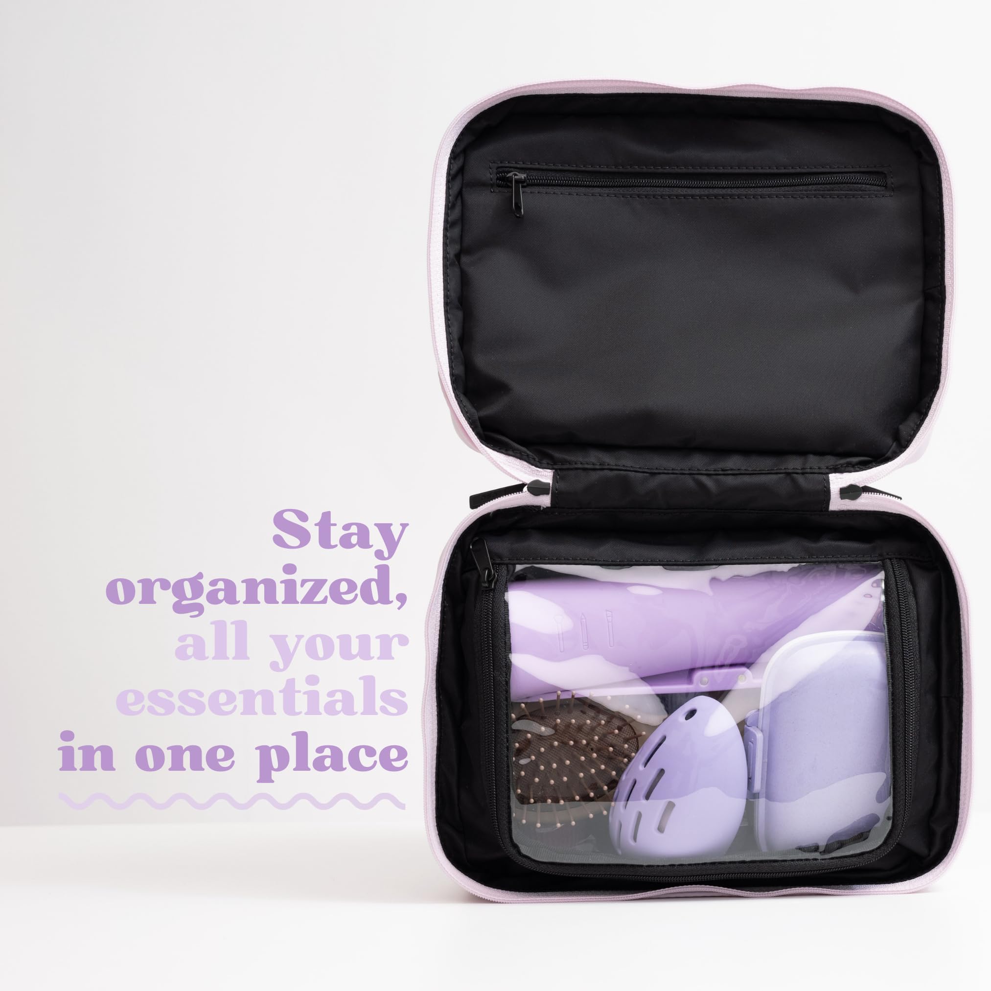 CLEAN SKIN CLUB Clean Towels XL Dedicated Travel Cosmetic Makeup Bag, Portable Large Capacity Beauty Toiletry Water Resistant Organizer Case with Dividers, Zipped Compartments