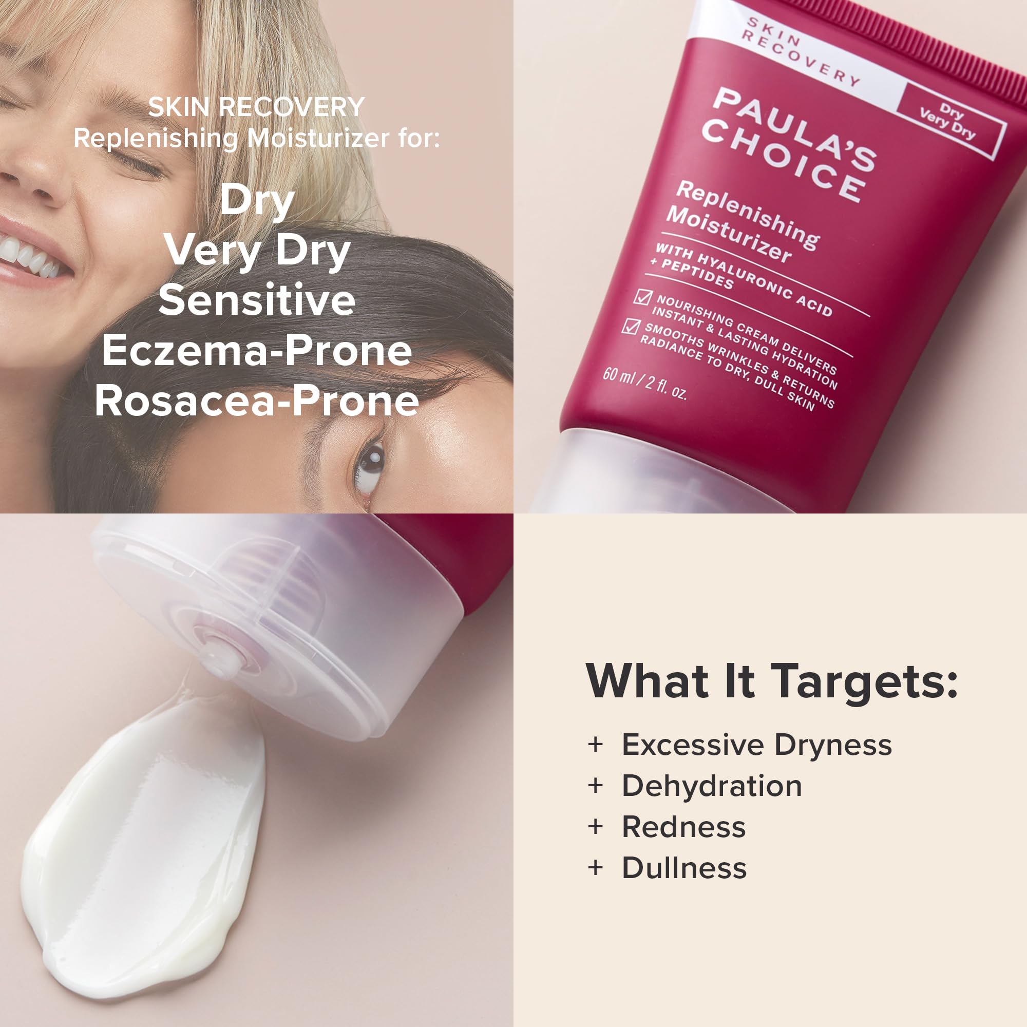 Paula's Choice SKIN RECOVERY Replenishing Moisturizer Cream for Sensitive Rosacea Prone Dry Skin - 2 oz