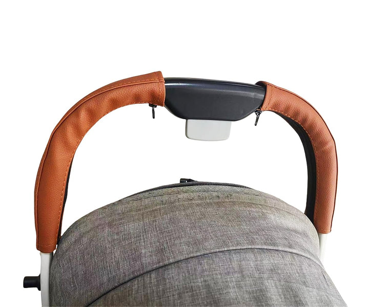 MINILUJIA Soft Smooth Leather Bumper Handlebar Sleeve Protect Case for Baby Stroller Dustproof Protect Cover with Zipper Close One Pair