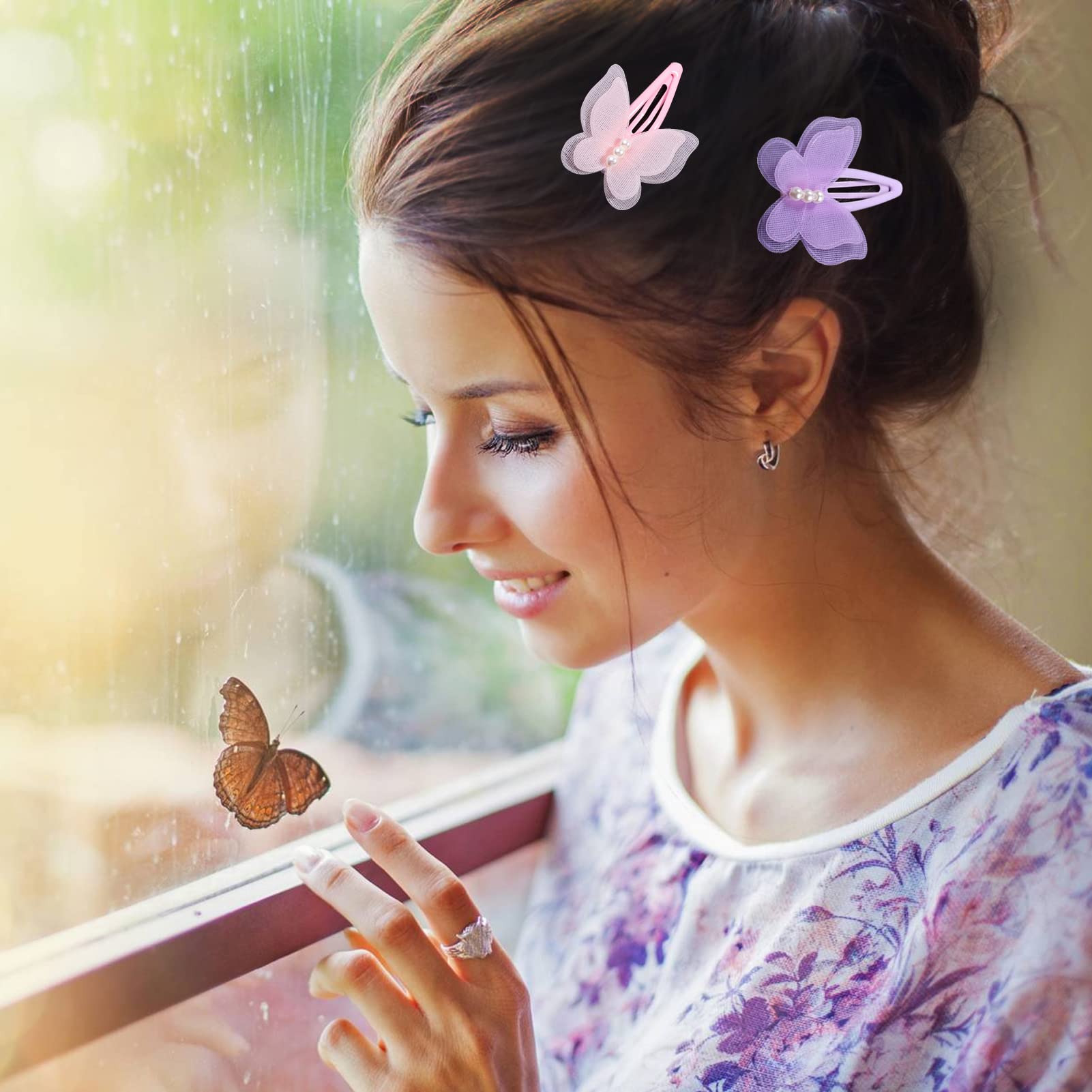 Baby Hair Clips Toddler,14 pcs Baby Girl Chiffon Butterfly Clips,Girls Baby Barrettes,3D Butterfly Hair Accessories