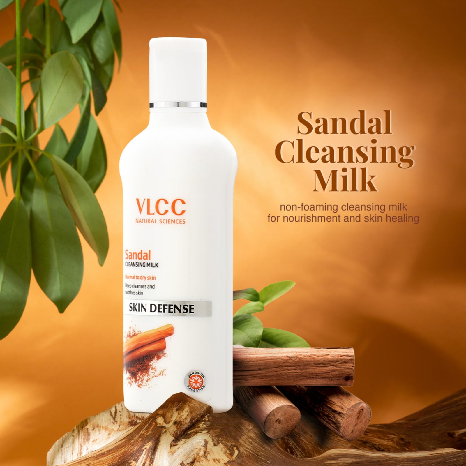 VLCC Sandal Cleansing Milk - 100ml - Deep Cleanses & Soothes Skin. With Sandal, Ashwagandha, Fenugreek & Indian Berberry Extracts, Almond and Olive Oils.
