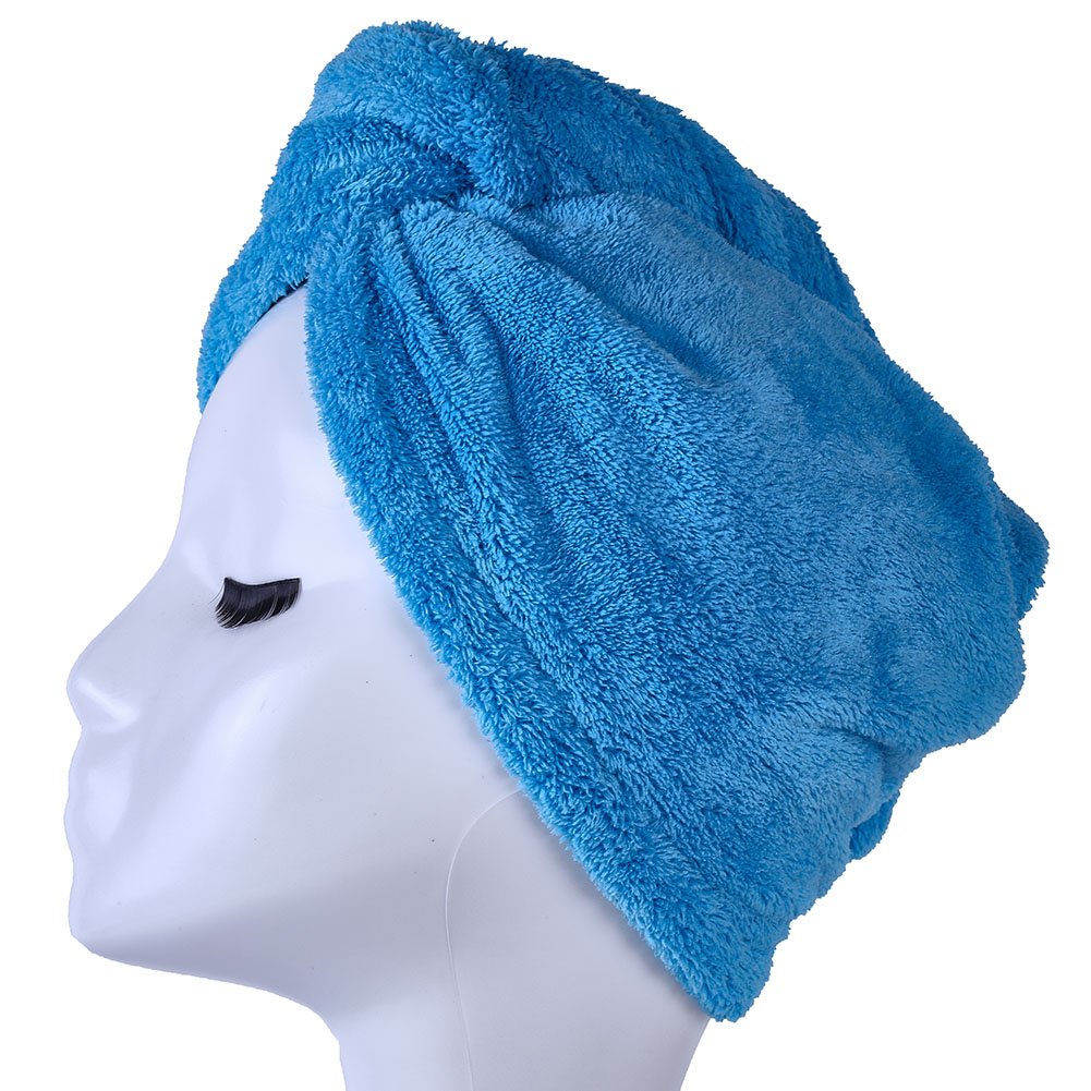 YYXR Microfiber Hair Drying Towel Ultra Absorbent Twist Hair Turban Drying Cap Hair Wrap (blue)