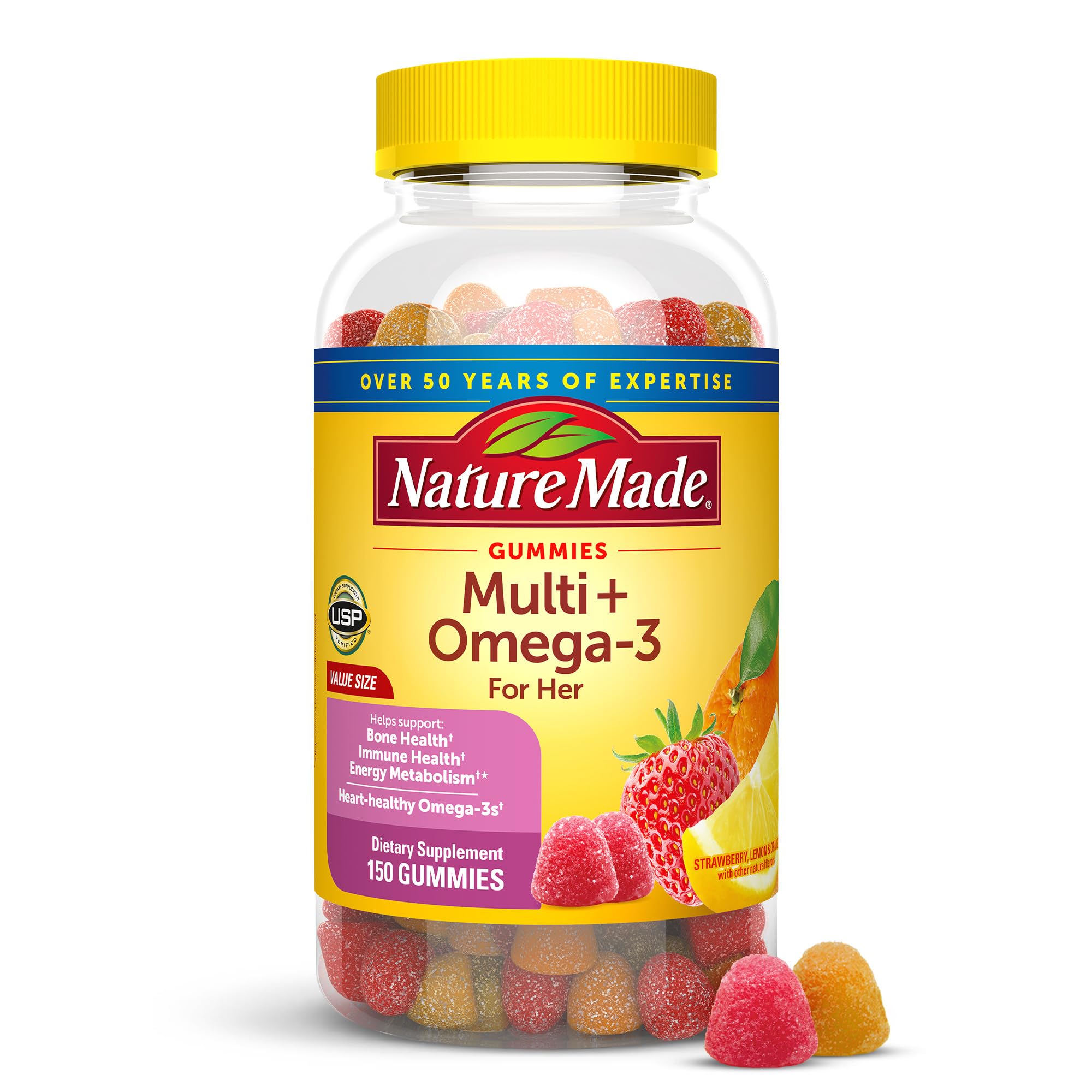 Nature Made Womens Multivitamin with Omega-3, Multivitamin for Women for Daily Nutritional Support, 150 Gummies, 75 Day Supply