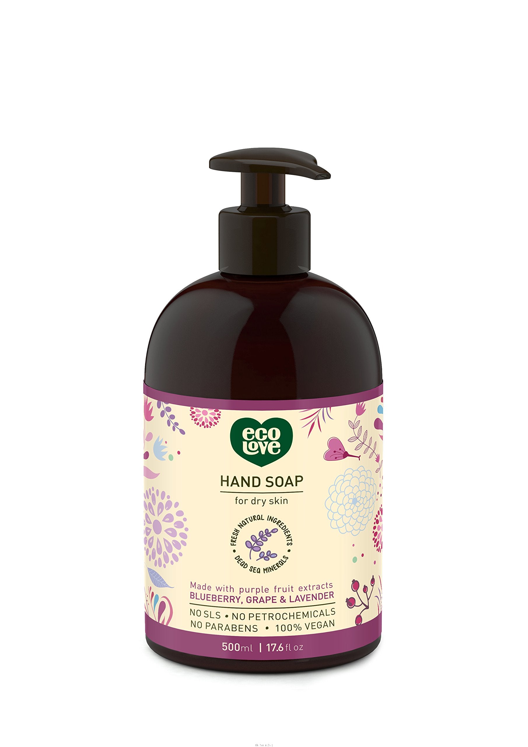Purple : ecoLove Purple Collection Hand Soap for dry skin - Blueberry, Grape & Lavender. 100% VEGAN (17.6 Oz)