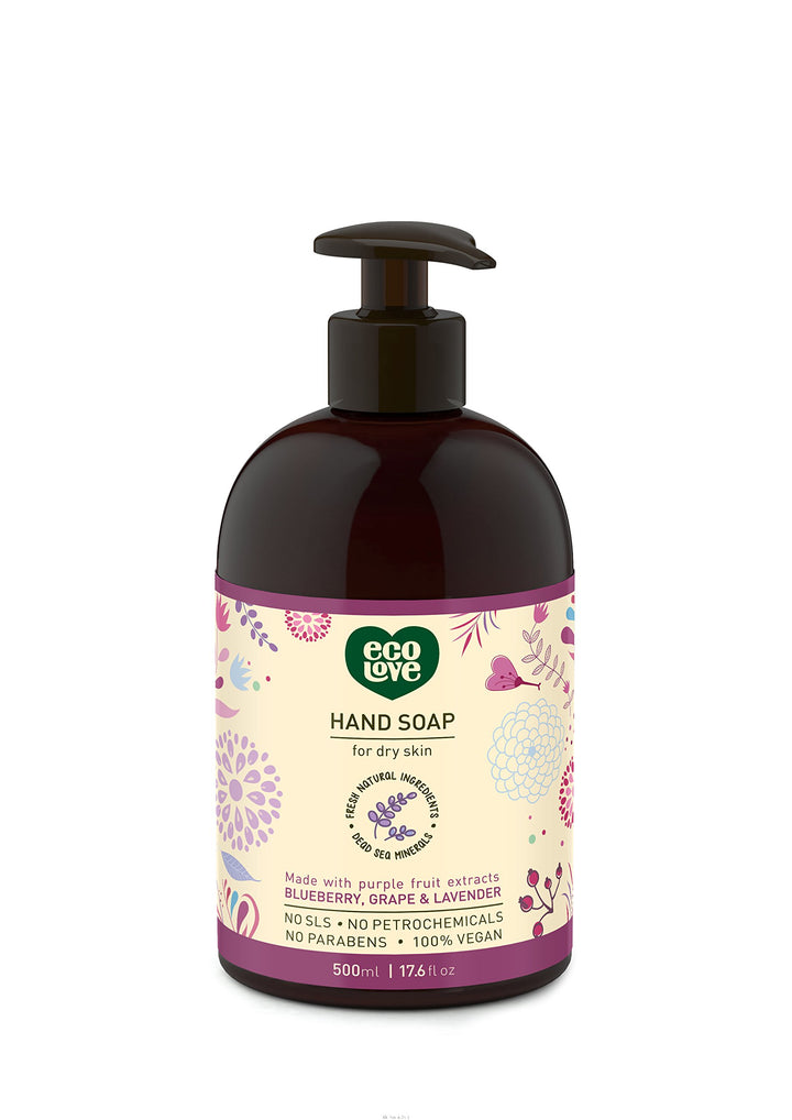 Purple : ecoLove Purple Collection Hand Soap for dry skin - Blueberry, Grape & Lavender. 100% VEGAN (17.6 Oz)