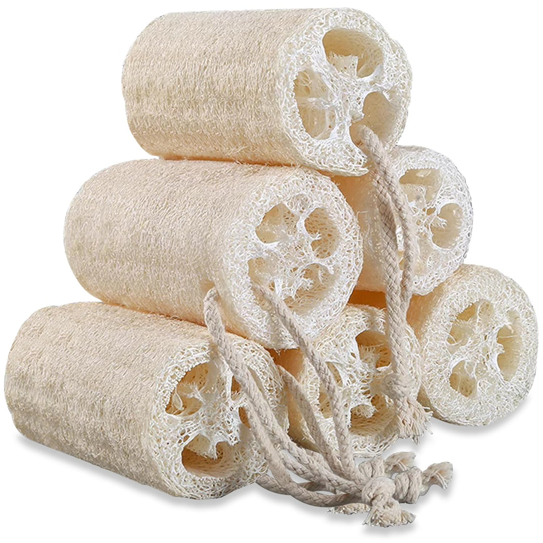 Loofah Sponges Natural Organic Luffa Loofah Bath Sponge Exfoliating Natural Bath Shower Sponges Body Scrubbers, 6 Pack