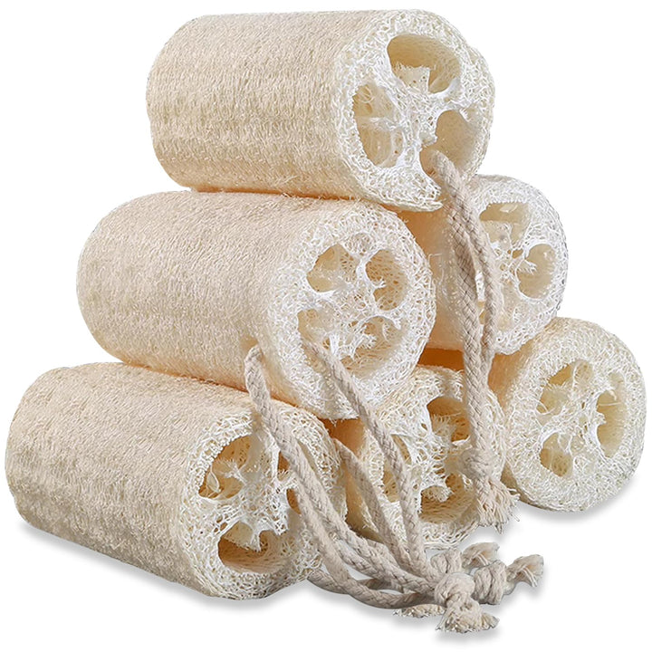 Loofah Sponges Natural Organic Luffa Loofah Bath Sponge Exfoliating Natural Bath Shower Sponges Body Scrubbers, 6 Pack