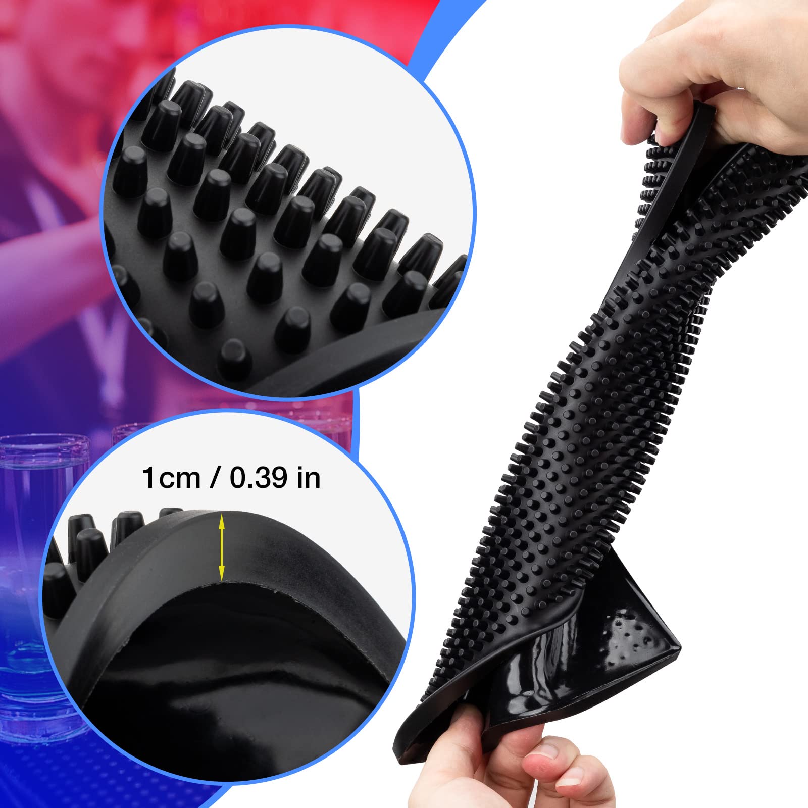 Black Salon Mat, Barber Work Station Clippers Mat, Flexible PVC Heavy Duty Antiskid Bar Service Mat Cushion, Heat-Resistant Pad Tools for Styling Hair Dryers Hair Trimmers 12 x 6 x 0.4 2 Pack