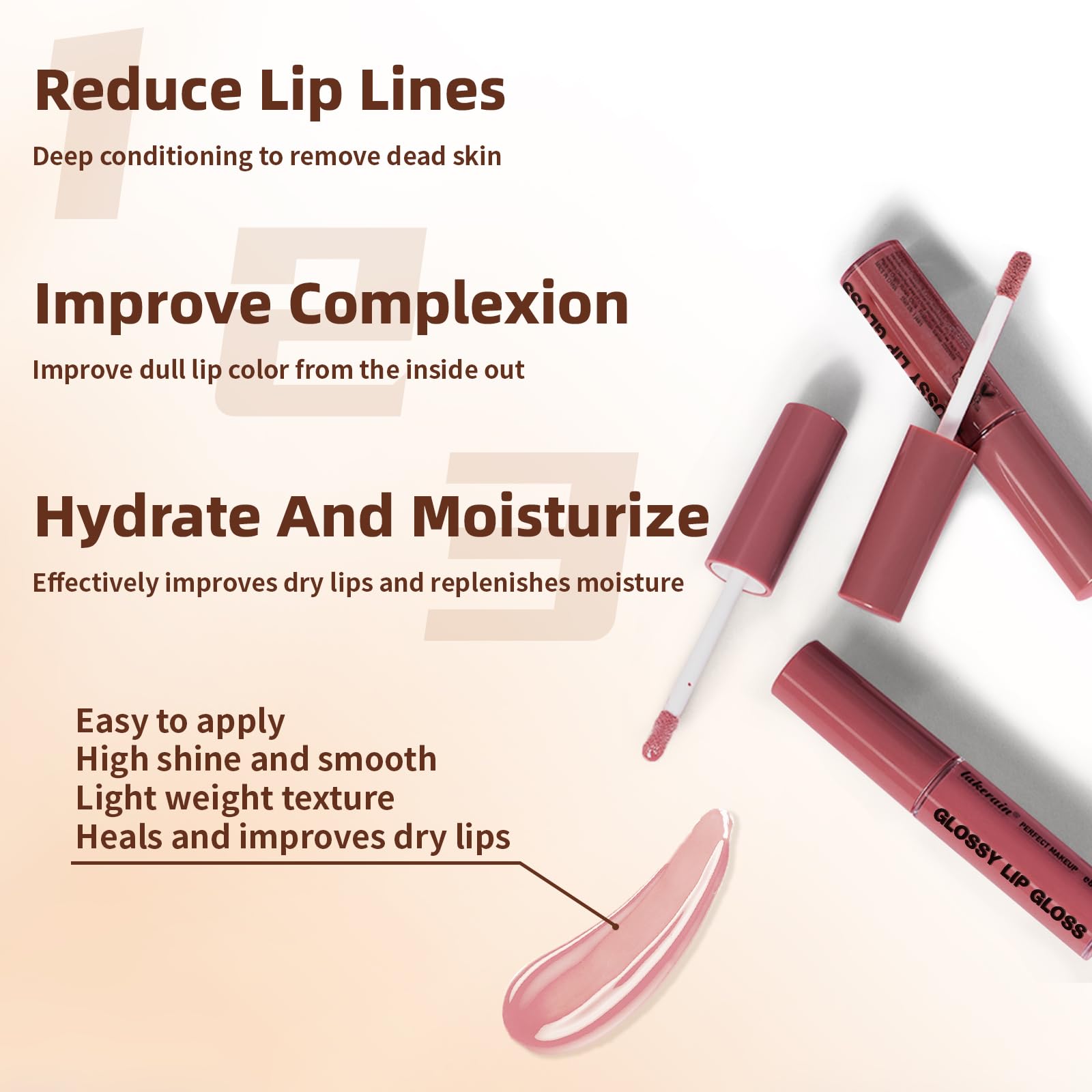 HOSAILY Lip Liner and Gloss Set, Dark Brown Plumping Lip Liner Lip Pencil Moisturizing Lightweight Lip Gloss Lip Combo, High Shine Glossy Lip Tint Lip Stain Makeup Long Lasting Lip Care for Women