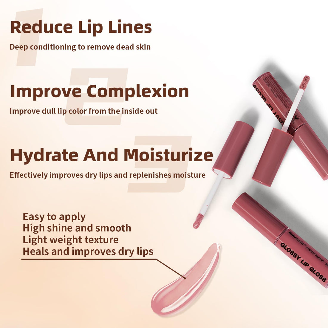HOSAILY Lip Liner and Gloss Set, Dark Brown Plumping Lip Liner Lip Pencil Moisturizing Lightweight Lip Gloss Lip Combo, High Shine Glossy Lip Tint Lip Stain Makeup Long Lasting Lip Care for Women