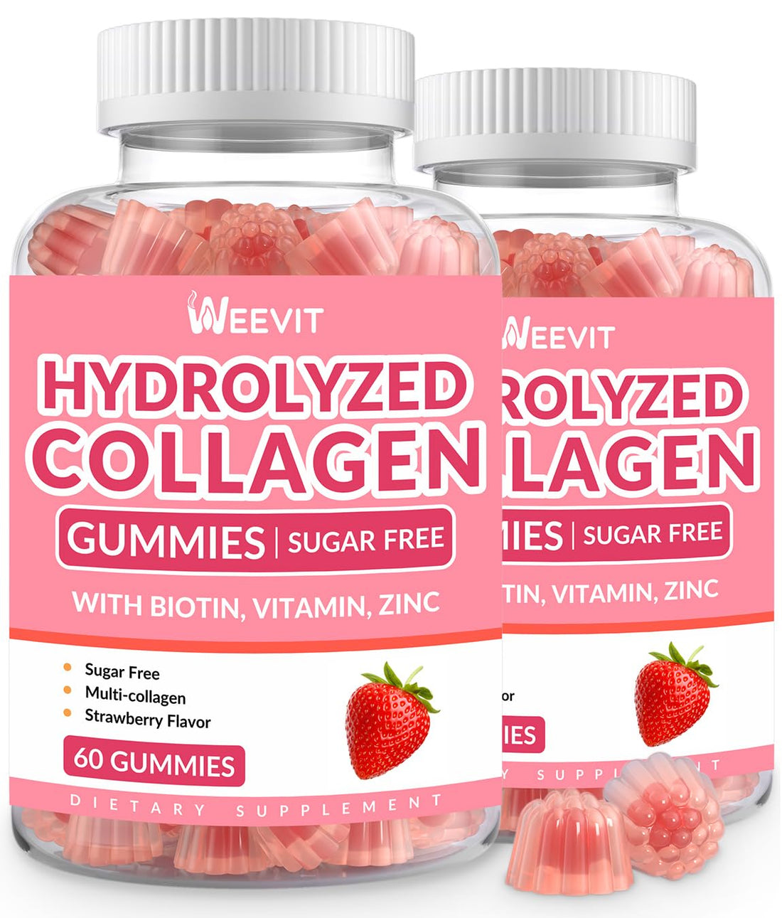 Sugar Free Collagen Gummies for Women, Collagen Protein Type I,II,III,V,X with Biotin Vitamin C D B12, Hydrolyzed Collagen Peptides Gummies for Immune Digestion Skin Hair Nails Energy Bone Joint