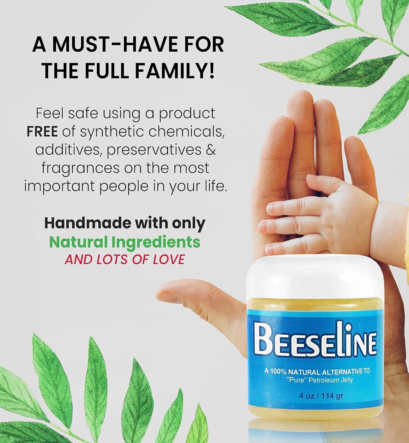 Beeseline Original Unpetroleum - 100% Natural & Hypoallergenic Alternative to Petroleum Jelly - Lips, Hands, Baby, Makeup Remover and More (8 Ounce)