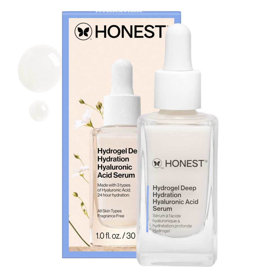 Honest Beauty Hydrogel Deep Hydration Hyaluronic Acid Serum | Moisturizes + Plumps | Hypoallergenic, Fragrance Free, Vegan, Gentle for Sensitive Skin | 1 fl oz