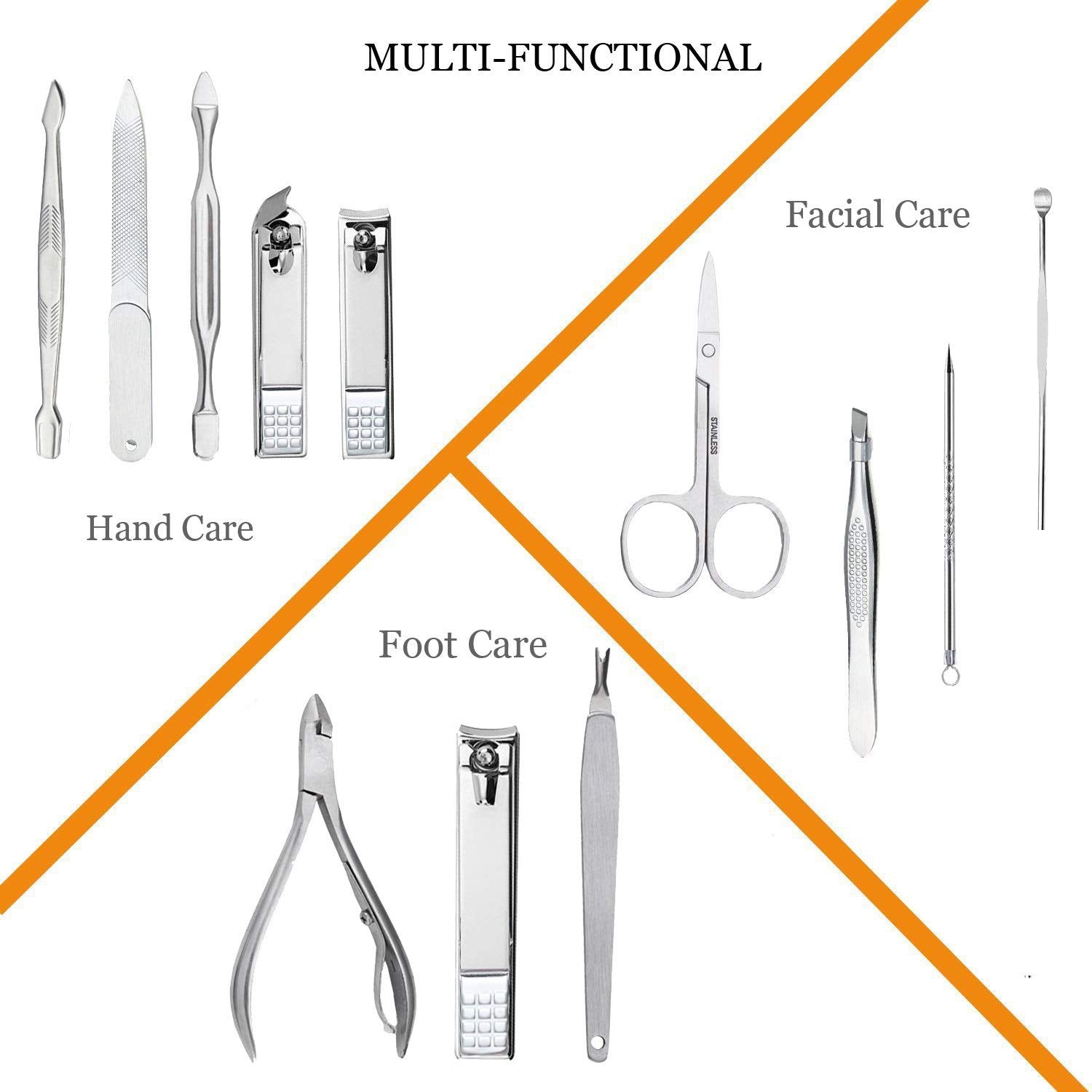 Keiby Citom Professional Stainless Steel Nail Clipper Travel & Grooming Kit - High Quality Nail Tools Manicure & Pedicure Set of 12pcs with Luxurious Case(Gold)