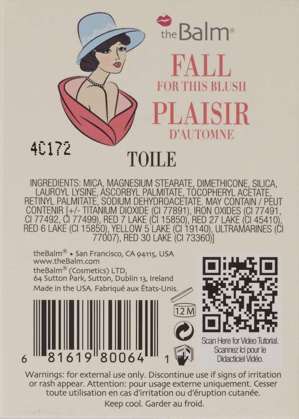 The Balm In Stain Blush, Toile Strawberry, 0.23 Ounce