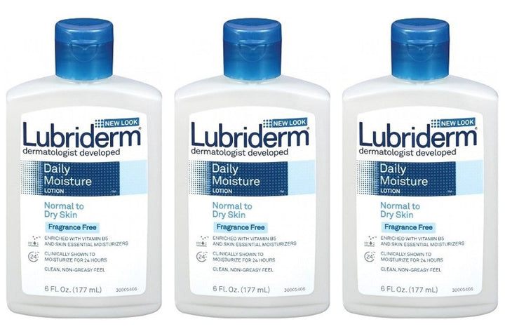 Lubriderm Daily Moisture Lotion Fragrance Free 6 oz (Pack of 3)