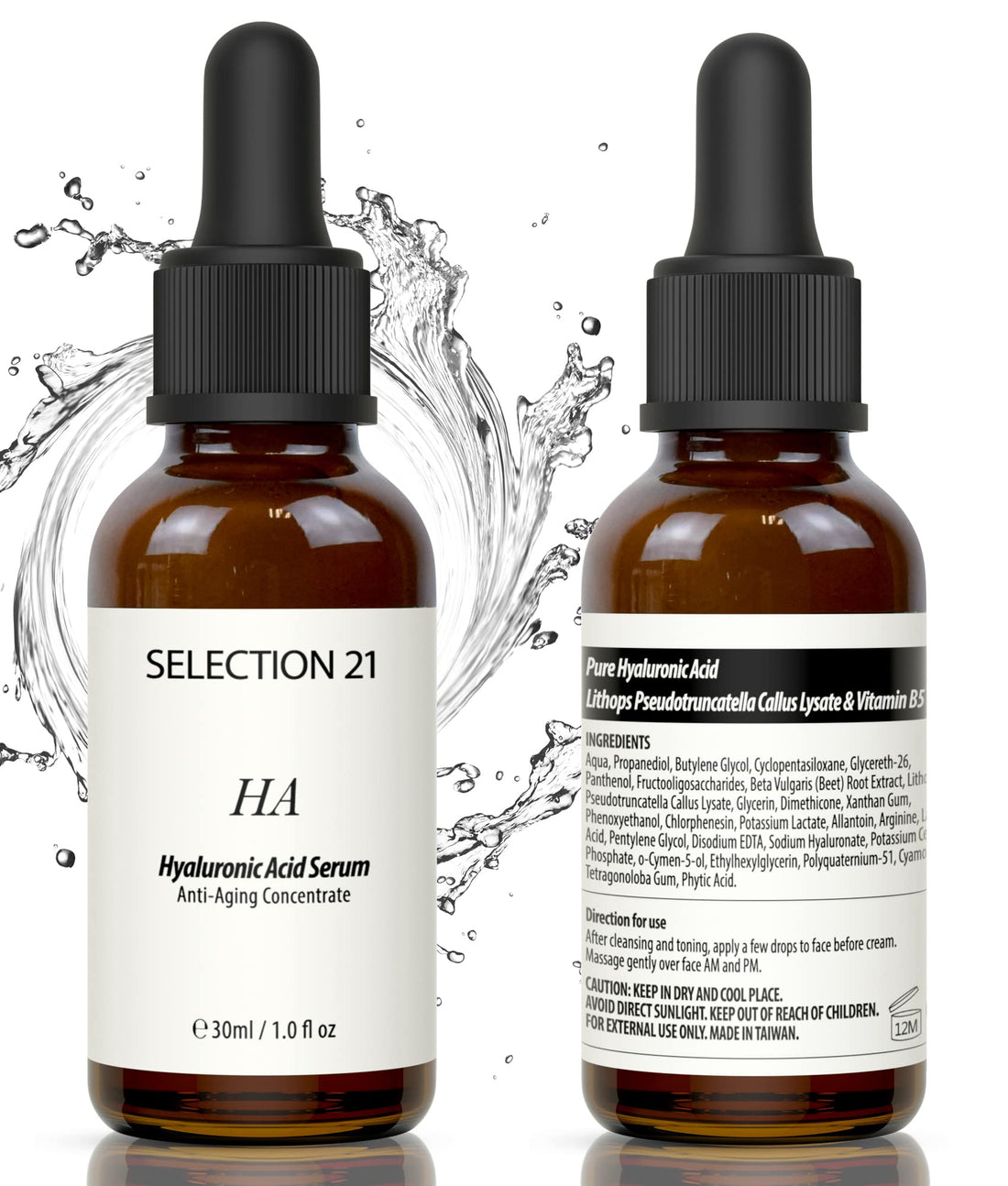 SELECTION 21 Advanced Hyaluronic Acid Serum for Face Anti Aging with 5% Hyaluronic Acid Complex, Hydrating Stem Cell Serum for Skin 1 Fl OZ.(pack of 1)