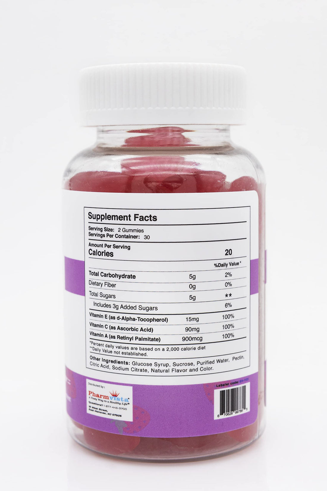 Pharmvista Eye Health Support Gummy - Vitamin A + C + E - Gluten Free, Vegan Friendly Supplement - 60 Count