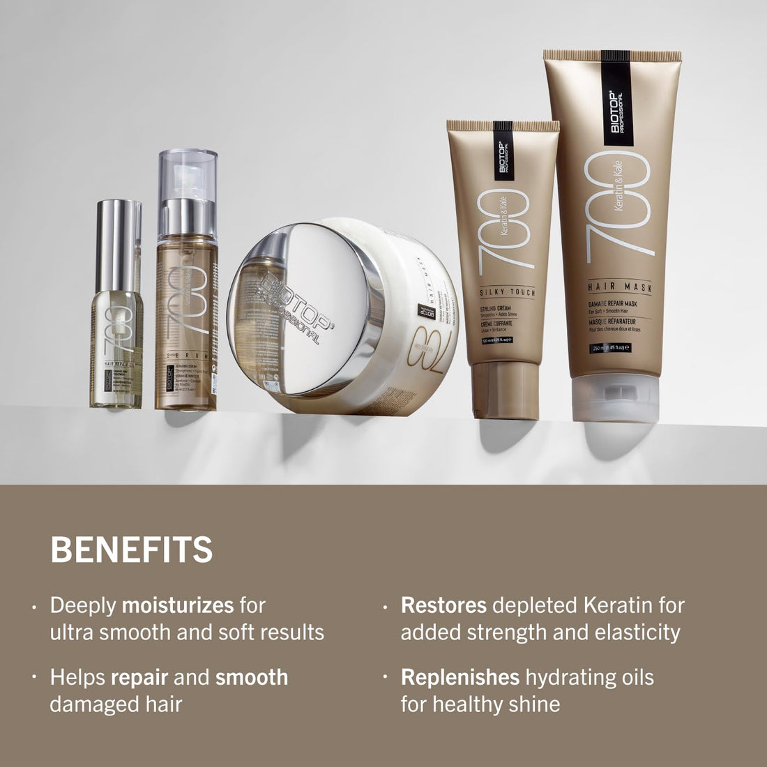 Biotop Professional 700 Keratin + Kale Hair Conditioner - Made With Vitamin E to Soften & Strengthen Strands - Nourishing + Moisturizing Conditioner for Damaged Hair - 16.9 oz