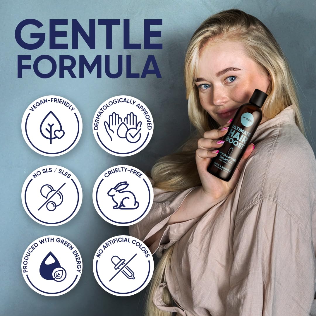 Moerie Ultimate Hair Growth Shampoo – For Longer, Thicker, Fuller Hair - Vegan Friendly Volumizing Hair Products – Paraben & Silicone Free – All Hair Types – Reverse Hair Loss – Moisturizing, 3 pack