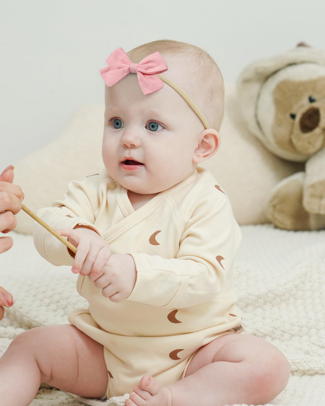 jollybows 20pcs Baby Girls Nylon Hair Bows Headbands Linen Hair Bands Elastic Hair Accessories for Kids Infants Newborn