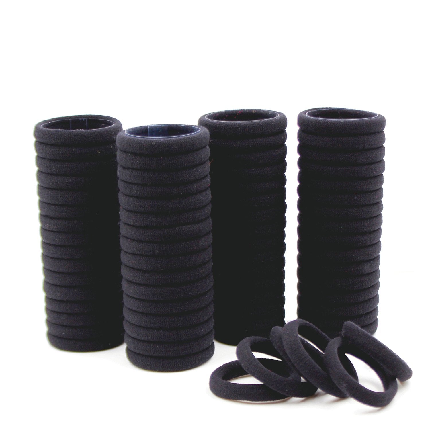 Cywlife Hair Ties Rubber Bands For Women Girls Thick Curly Hair, 100 Pcs Black, 8.5Mm No Crease Cotton Seamless Ponytail Holders Scrunchie For Kids Men, No Damage No Slip Soft Hair Elastics