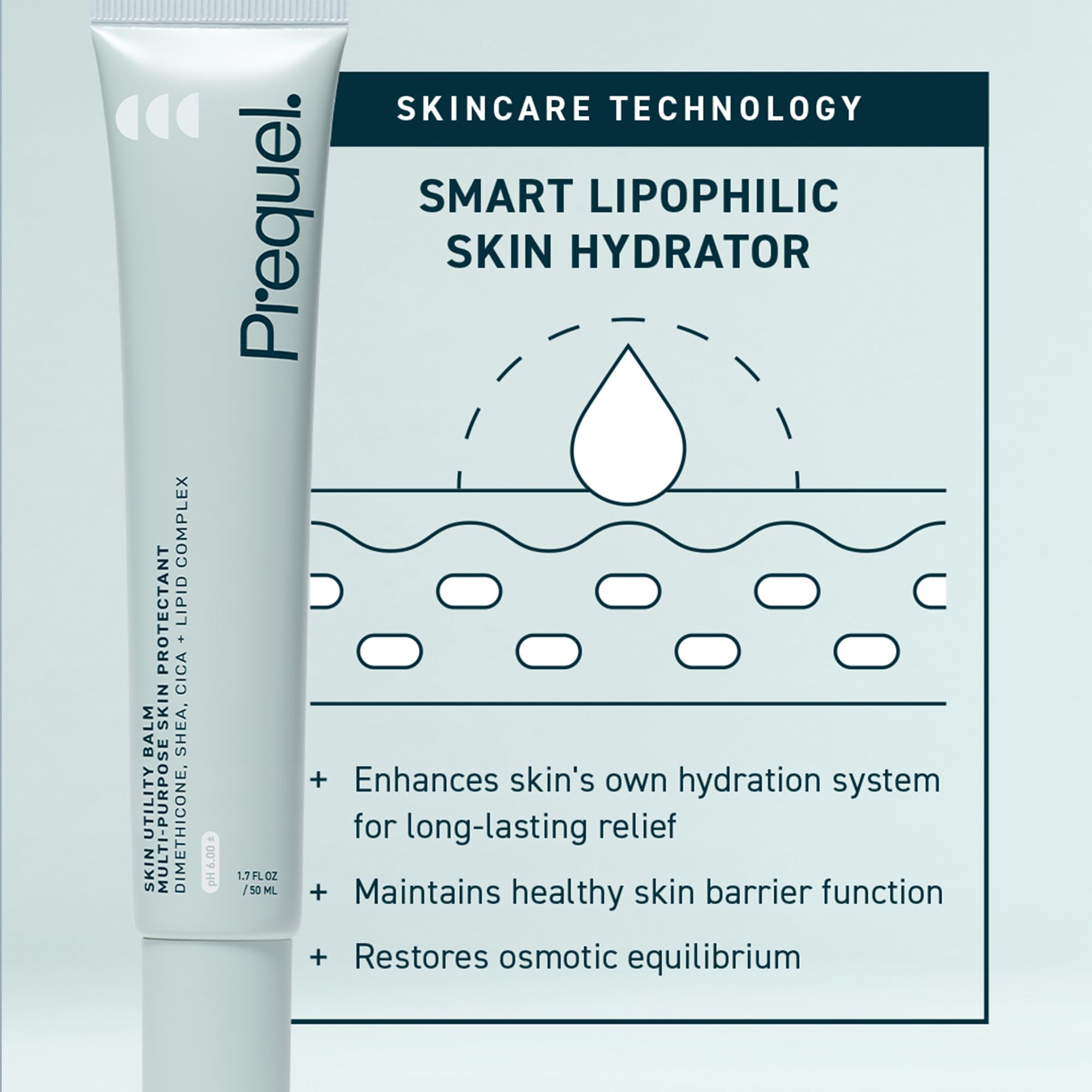 Prequel Skin Utility Balm. Advanced Occlusive Face Cream for Dry Skin, Moisturizer for Sensitive Skin. Thick Non-Comedogenic Barrier Protection with Dimethicone and Shea Butter. 1.7oz Tube