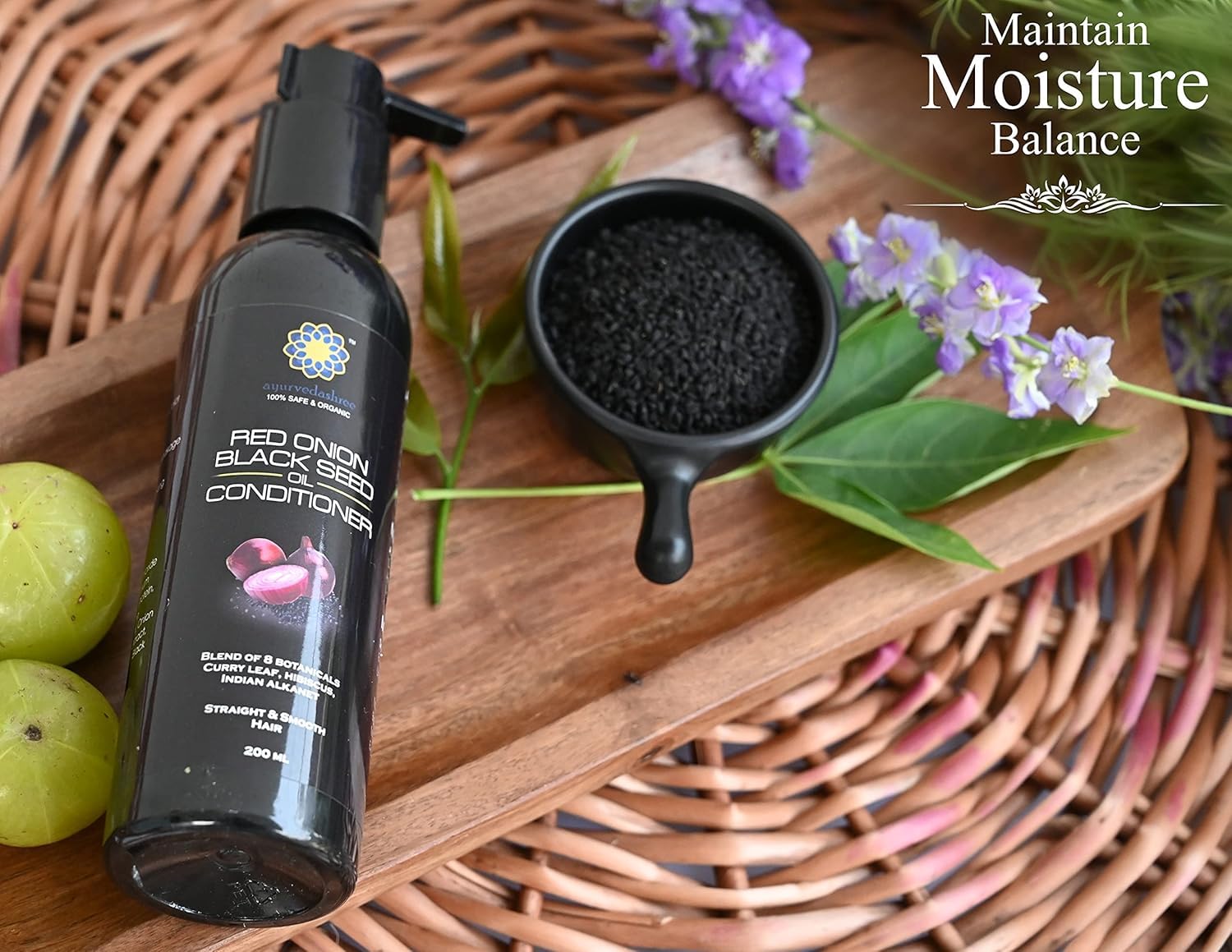 AYURVEDASHREE Botanical Conditioner - Red Onion, Black Seed, Argan, Coconut, Neem, Hemp, Amla & Aloe Vera | Deep Conditioning for Dry, Thin & Damaged Hair | 200 ML - 6.76 fl oz