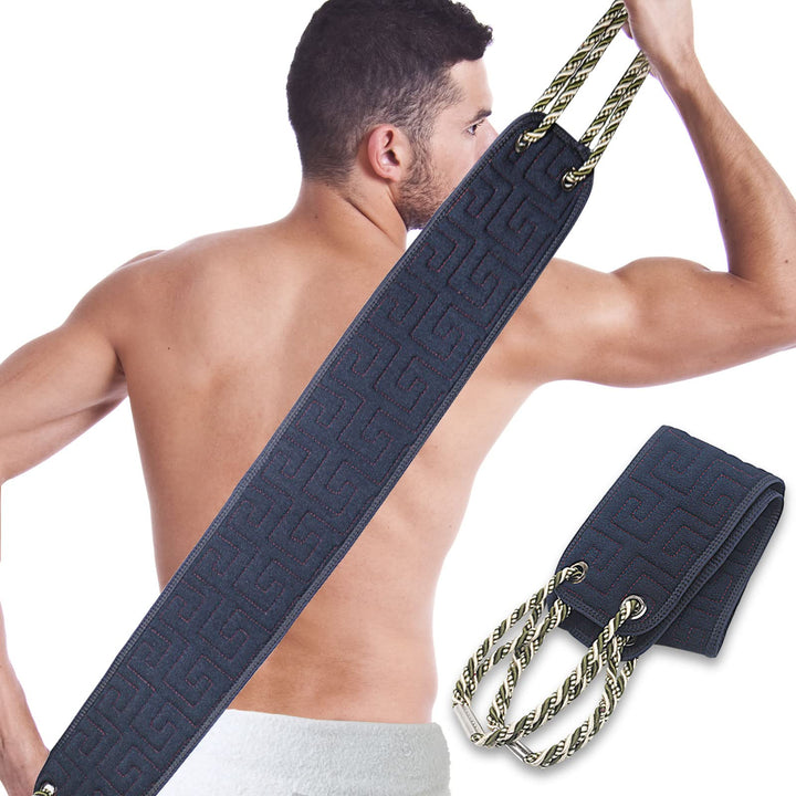 dodiff Exfoliating Back Scrubber for Shower, Double-Sided Back Scrub Washcloth with Handles for Use in Shower, 38 Inches Body Exfoliator Bath Tool to Clean Your Body Deeply for Men & Women Skin Care