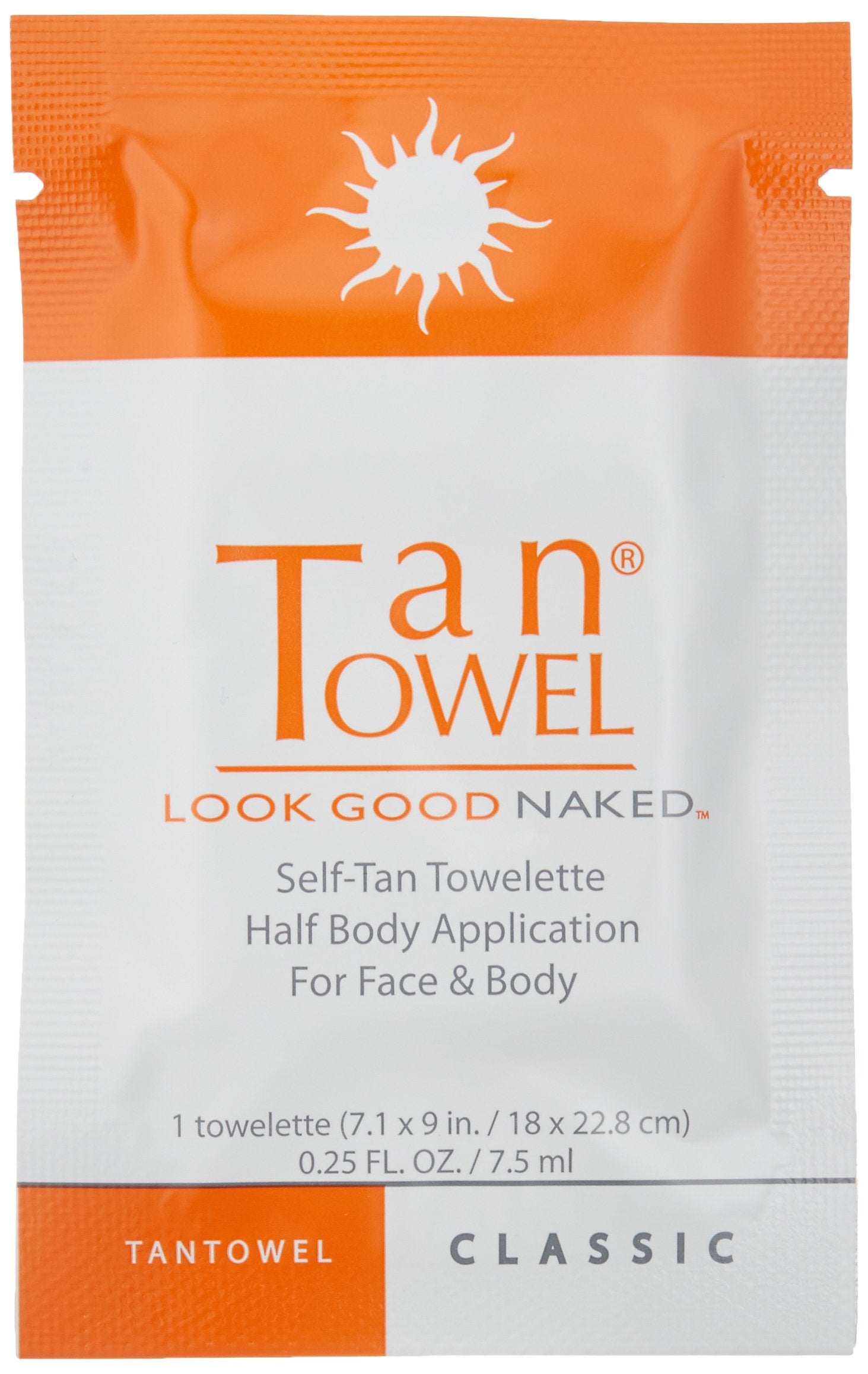 Tan Towel Half Body Towelettes, Classic 0.25 Fl. Oz. (Pack of 10)