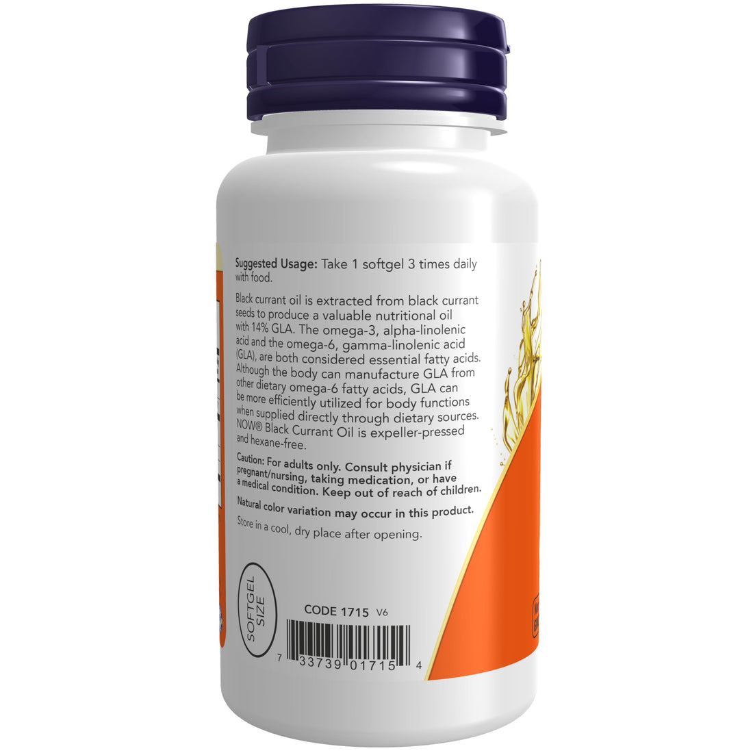 NOW Foods Supplements, Black Currant Oil 500 mg with 70mg of GLA (Gamma-Linolenic Acid), 100 Softgels