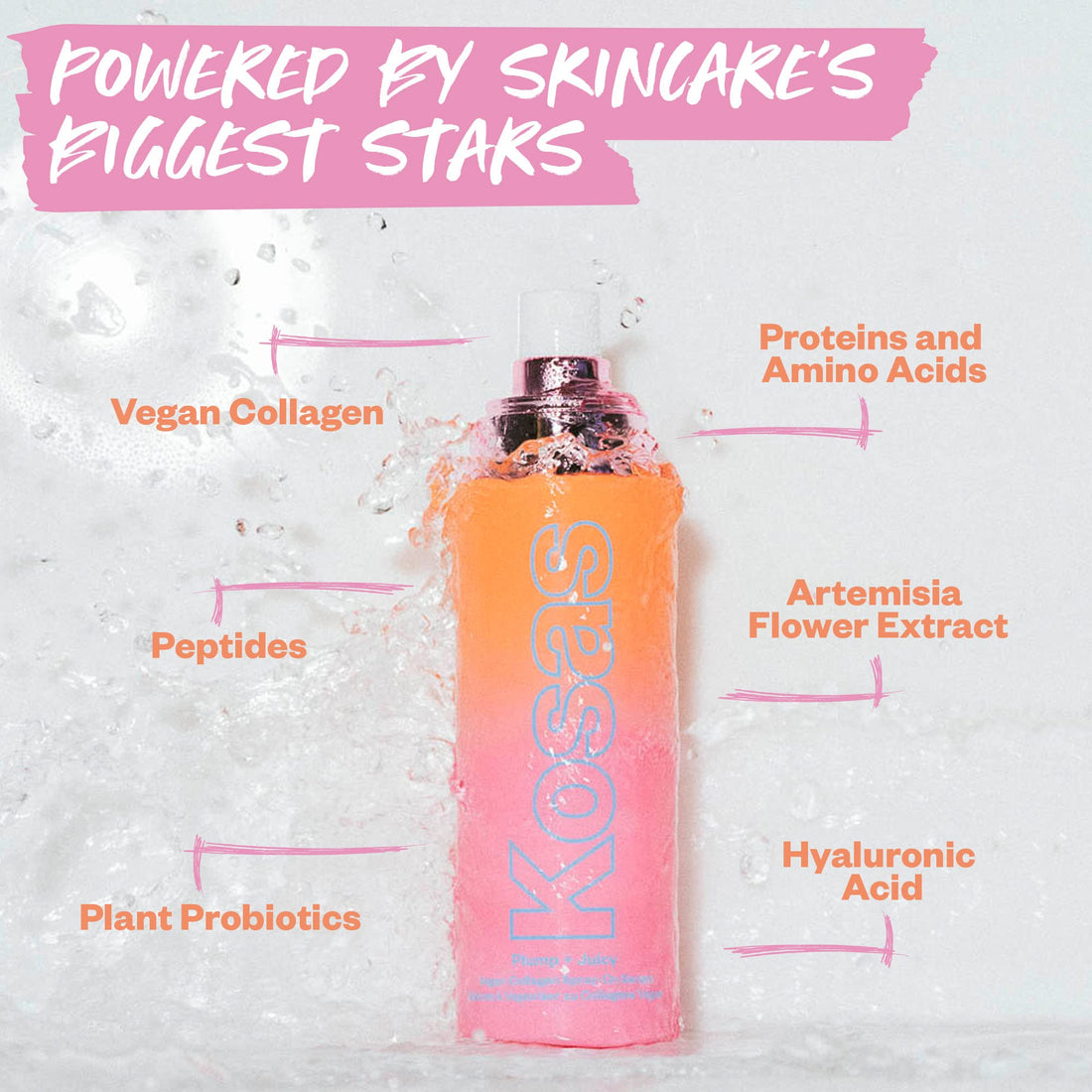 Kosas Plump and Juicy Vegan Collagen Spray - On Serum, Made in USA - Visibly Firms, Soothes, and Hydrates the Skin - 3.38 Oz