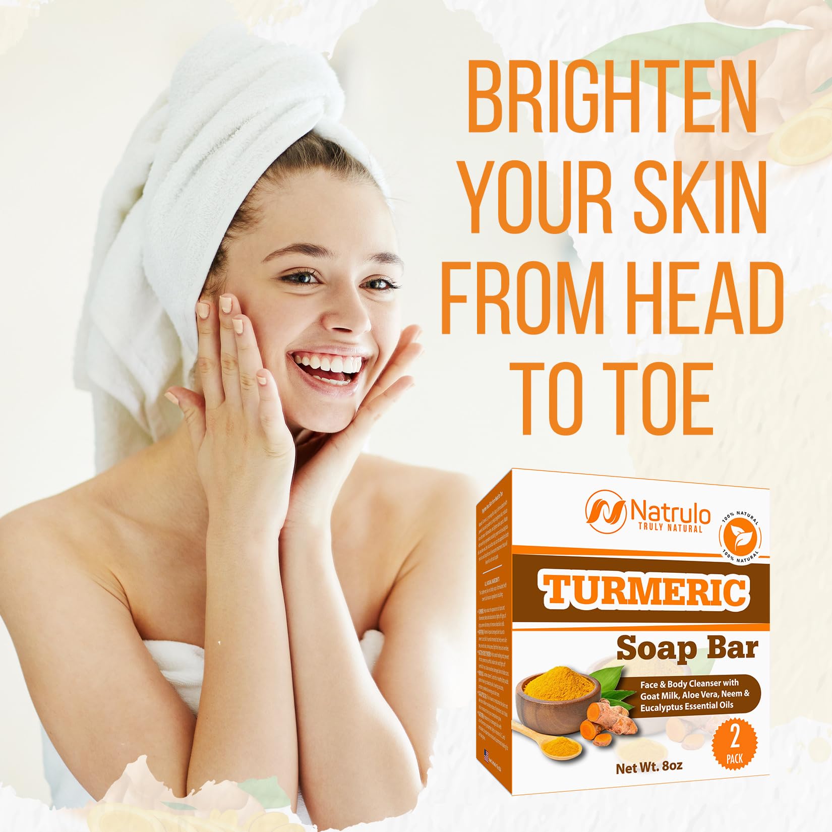 Natural Turmeric Soap Bar for Face & Body – Turmeric Skin Soap Wash for Dark Spots, Intimate Areas, Underarms – Turmeric Face Soap Reduces Acne, Fades Scars & Cleanses Skin