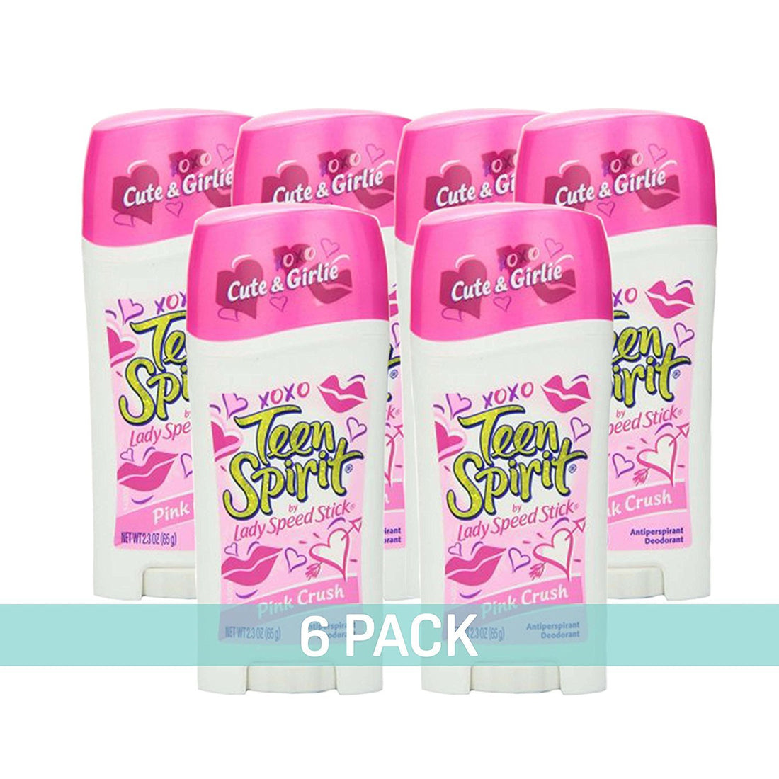 Teen Spirit Antiperspirant Deodorant, Pink Crush, 1.4-Ounce Stick (Pack of 6)