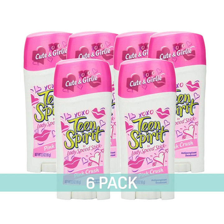 Teen Spirit Antiperspirant Deodorant, Pink Crush, 1.4-Ounce Stick (Pack of 6)