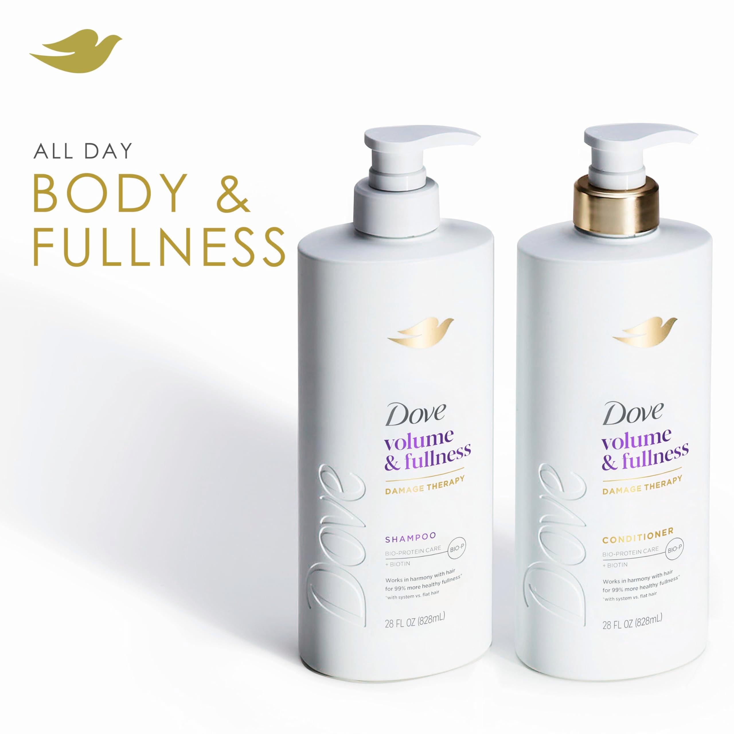 Dove Conditioner Volume & Fullness for Fine, Thin Hair with Liquid Bio-Protein Care Technology and Biotin 28 Fl oz